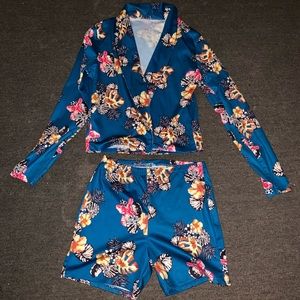 Floral short and cardigan set